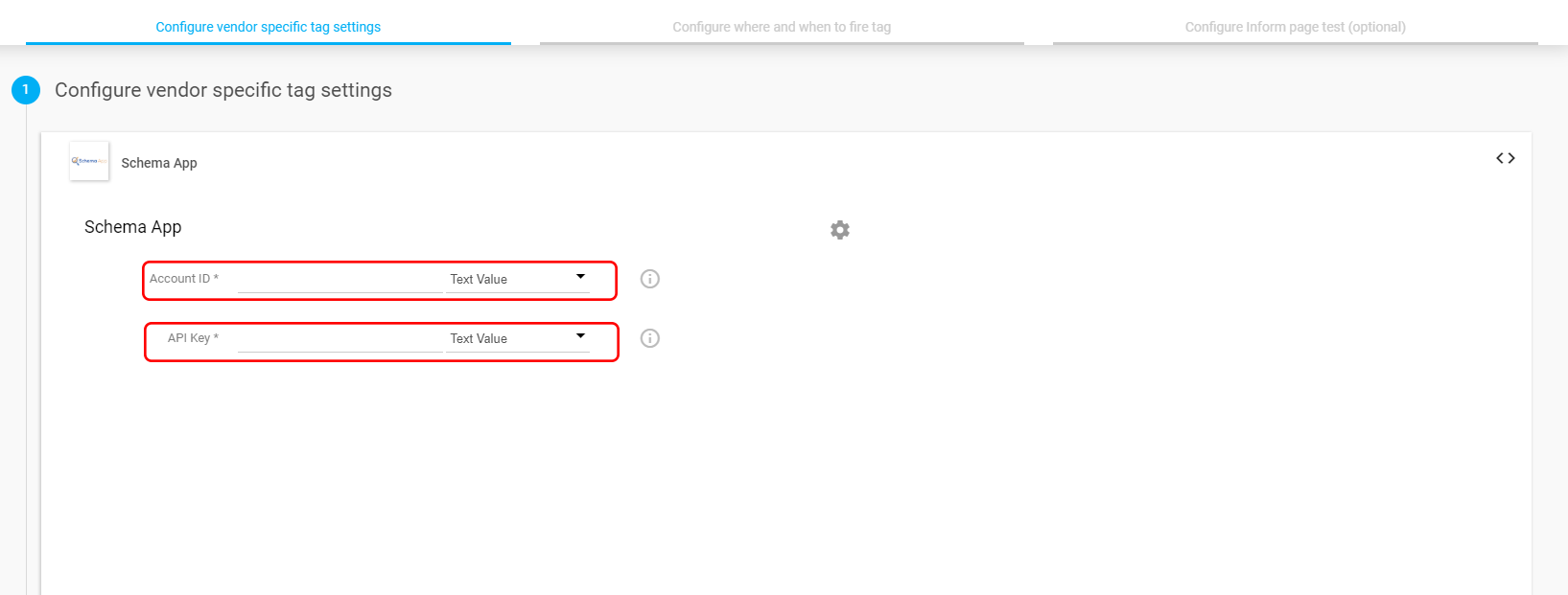 “Configure vender specific tag settings” - step 2